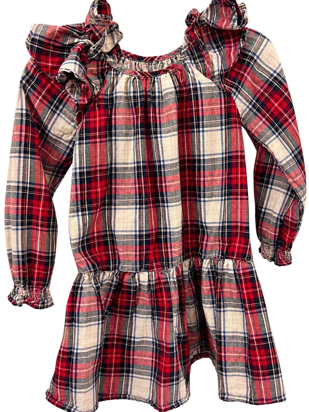 Baby GAP Red and Cream Plaid Ruffle Shoulder Girls Dress size 4